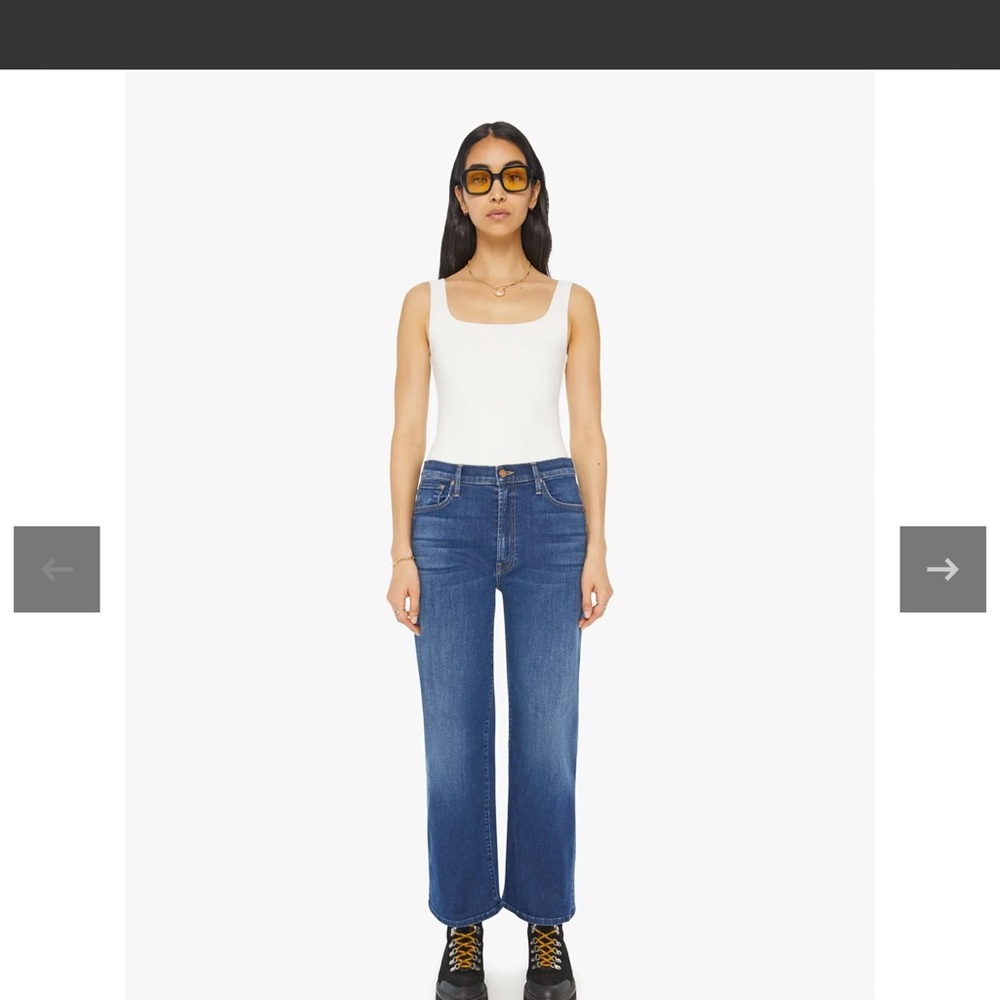 MOTHER Blue Straight Leg Jeans Medium-Dark Wash